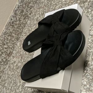 Black Faux Suede Slides Fits size 9 women